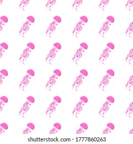 Seamless marine cartoon pattern with jellyfish.Beauty medusa cover