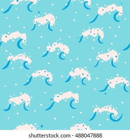 Seamless marine cartoon pattern with waves.