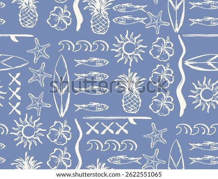 Seamless Marine Life Pattern Vector Lobsters Corals Seaweed Coral Shells, star fish ,Surf Seamless pattern Vector Illustration Design for , fabric, textile, wallpaper , wrapping and all prints