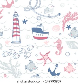 seamless marine pattern