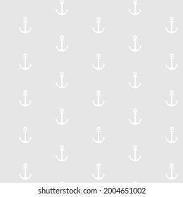 Seamless marine pattern. Anchor on a gray background.