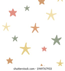 Seamless marine pattern with starfish. Cute kids marine texture for fabric, wrapping, textile, wallpaper, apparel.