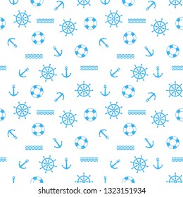 Seamless marine pattern. Vector illustration. Nautical abstract background