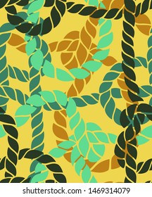 Seamless marine rope knot pattern. Endless illustration with color rope ornament and nautical sea knots. Trendy maritime style background. Rope texture. Ready for textile, fabric prints, wrapping. 