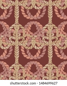 Seamless marine rope knot pattern. Endless illustration with color rope ornament and nautical sea knots. Trendy maritime style background. Rope texture. Ready for textile, fabric prints, wrapping. 