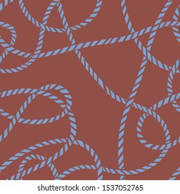 Seamless marine rope knot pattern. Endless illustration with color rope ornament and nautical sea knots. Trendy maritime style background. Rope texture. For textile, fabric prints, wrapping. 