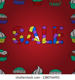 Seamless. Marketing banners in trendy design. Word SALE off text. Vector illustration. End of season sale. Picture in red, black and white colors. Vivid marble texture vector frames.