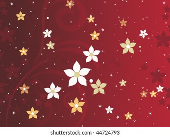 seamless maroon floral background with twinkle star, blossom