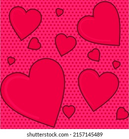 Seamless maroon polka dotted pattern with heart, good for background, sticker