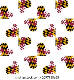 seamless maryland flag heart pattern. vector illustration. print, book cover, wrapping paper, decoration, banner and etc