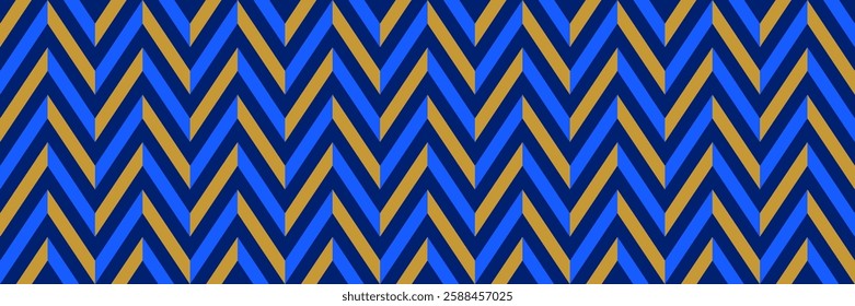 Seamless masculine chevron pattern. Blue and brown geometric background for design textile, fabric swatch, scarf cloth print. Navy color repeating wallpaper. Vector backdrop