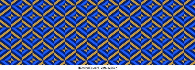 Seamless masculine chevron pattern. Navy and gold geometric rhombus background for design textile, fabric swatch, scarf cloth, print template. Blue color repeating diamond wallpaper. Vector backdrop