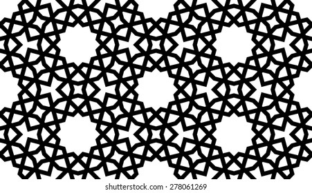 Seamless Mashrabiya Style Pattern in Black Lines