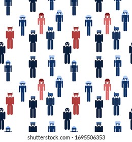 seamless masked medical people poster. flat style stock illustration