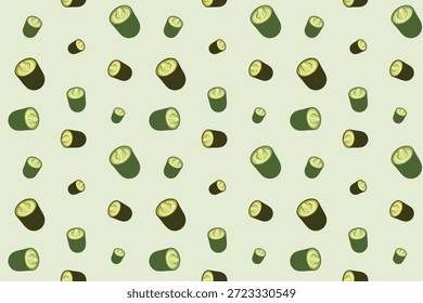Padrão de Latte Matcha sem costura com copos de arte em fundo estético verde suave