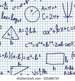 Seamless math elements on school paper.