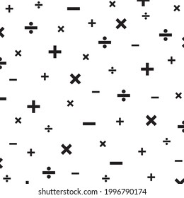 Seamless mathematical symbol pattern background. Vector Illustration.