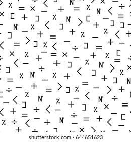 Seamless mathematical symbols pattern. Repeated math design elements.