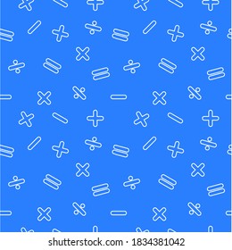 seamless mathematical symbols. plus, minus, divided by, multiplied by, is equal to. suitable for notebook design. blue and white