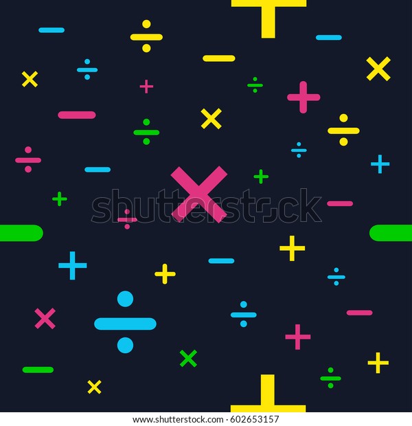 Seamless mathematics or\
math education background texture in colourful vector format ready\
for tiling.