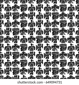Seamless maya pattern. Black and white ethnic elements.