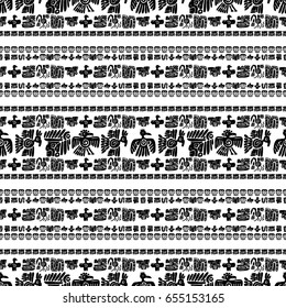 Seamless maya pattern. Black and white ethnic elements.