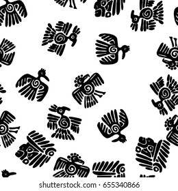 Seamless maya pattern. Black and white ethnic elements.