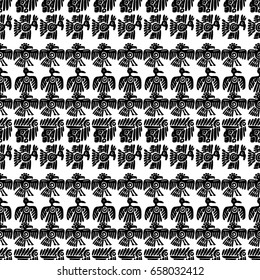 Seamless maya pattern. Black and white ethnic elements.