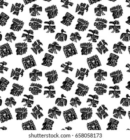 Seamless maya pattern. Black and white ethnic elements.