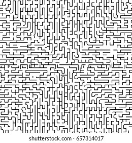 seamless maze game and Labyrinth with black lines isolated on white background