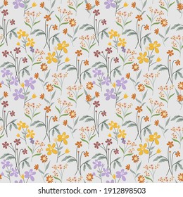 Seamless meadow Floral Pattern With Soft color. A Pattern for print, fashion and wallpaper. 