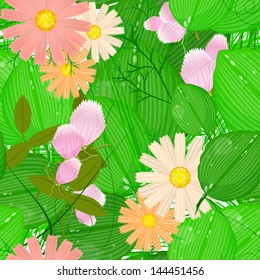 Seamless of meadow and wildflowers.