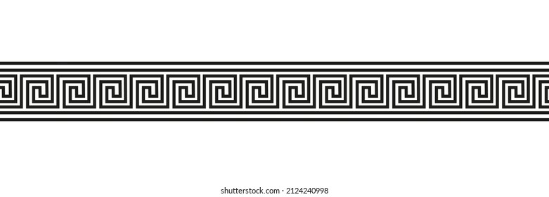 Seamless meander motif. Greek meandros, fret or key. Black ornament for Acient Greece style borders. Vector illustration