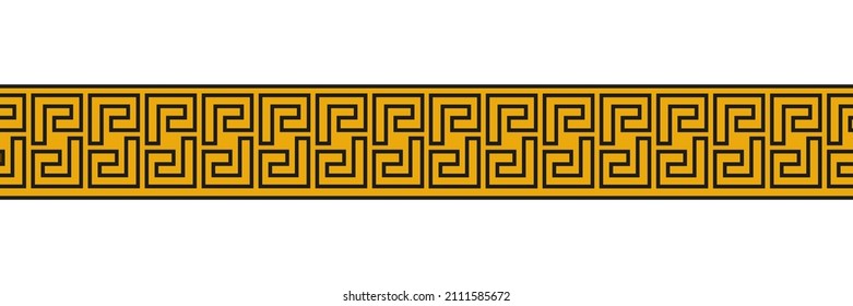 Seamless meander patterns. Greek meandros, fret or key. Black ornament for Acient Greece style borders. Vector illustration