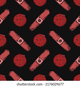 seamless meat pattern. vector doodle illustration with meat icon. pattern with meat