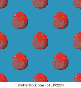 Baloncesto de carne sin fisuras con el patrón de salsa de tomate ilustración vectorial