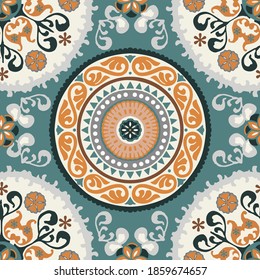 Seamless medallion Vintage multi color pattern in Turkish,Indian style. Endless pattern can be used for ceramic tile, wallpaper, linoleum, textile, web page background. Vector
