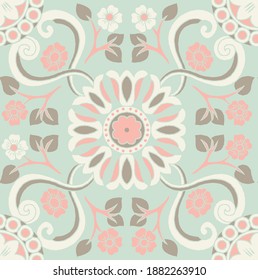 Seamless medallion Vintage multi color Vector pattern in Indian, turkish style. Endless pattern can be used for ceramic tile, wallpaper, linoleum, textile, web page background.