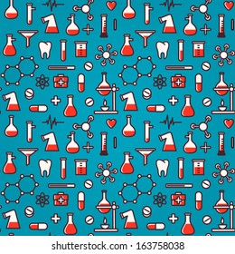 Seamless medical background, vector illustration.  