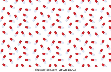 Seamless Medical Capsule Background - Repeating Pattern of Colorful Pills, Tablets, and Capsules in Various Shapes and Sizes, Ideal for Pharmaceutical, Healthcare, and Medical Designs, Endless Texture