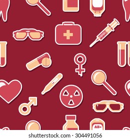 Seamless medical icons pattern. Background medicine design. 