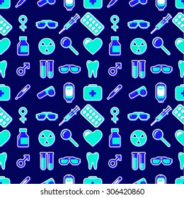 Seamless medical icons pattern. Background medicine design.