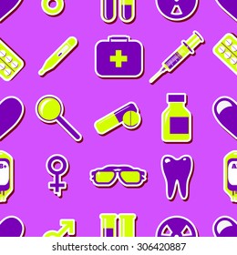 Seamless medical icons pattern. Background medicine design.