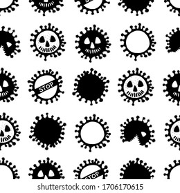 Seamless medicine pattern isolated on white background Design concept for Medical information poster against Corona virus epidemic. Covid-19. Vector Illustrations