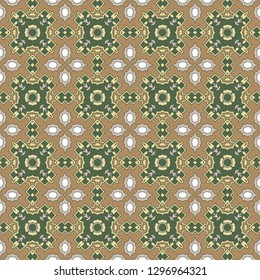 Seamless medieval abstract color woven symmetrical square pattern