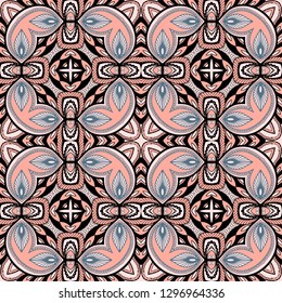 Seamless medieval abstract color woven symmetrical square pattern