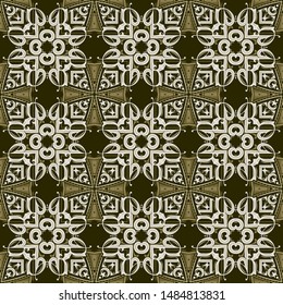 Seamless medieval abstract color woven symmetrical square pattern