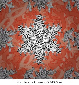 Seamless medieval floral royal pattern. Decorative symmetry arabesque. Gold on background. Good for greeting card for birthday, invitation or banner. Vector illustration.