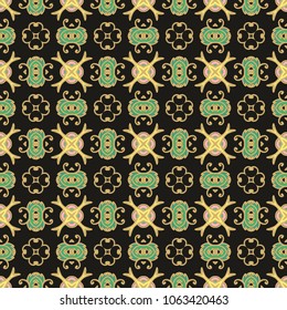 Seamless medieval ornamental vector texture on dark background