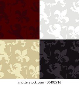Seamless medieval pattern in different color sets.
